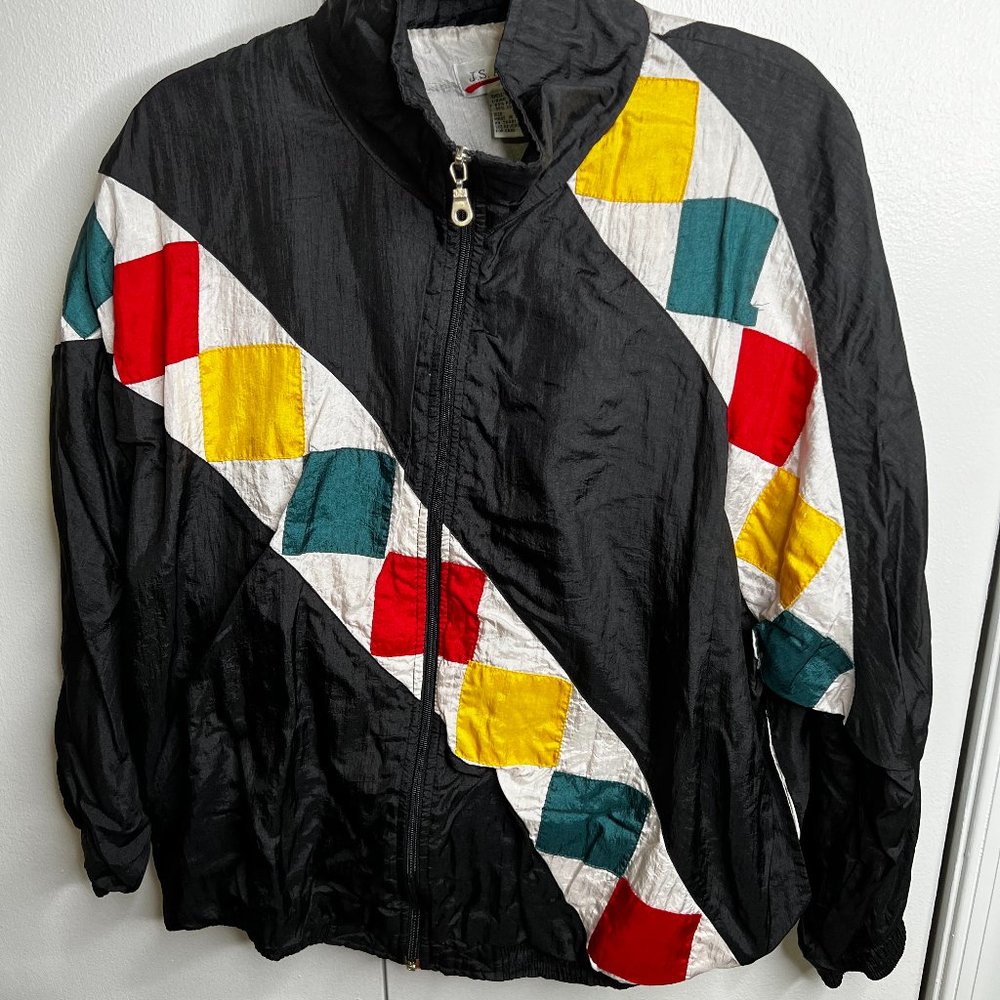 Two-Piece Vintage 80s 90s Track Suit - Black & Diamonds